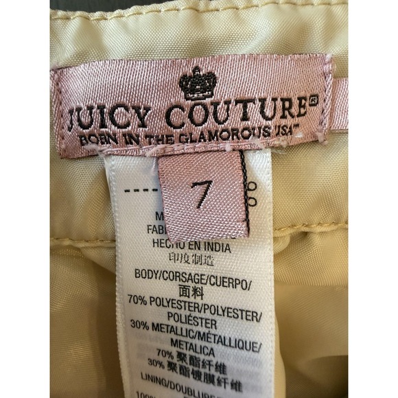 Juicy Couture Skirt Girls 7 Gold Metallic Heart Jacquard A-Line Side Buttons - Picture 5 of 11